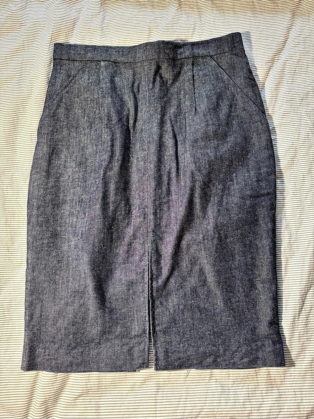 Retro Gray Midi Pencil Skirt